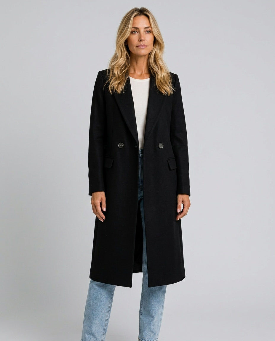 Piper | Double-Breasted Wool-Blend Long Coat