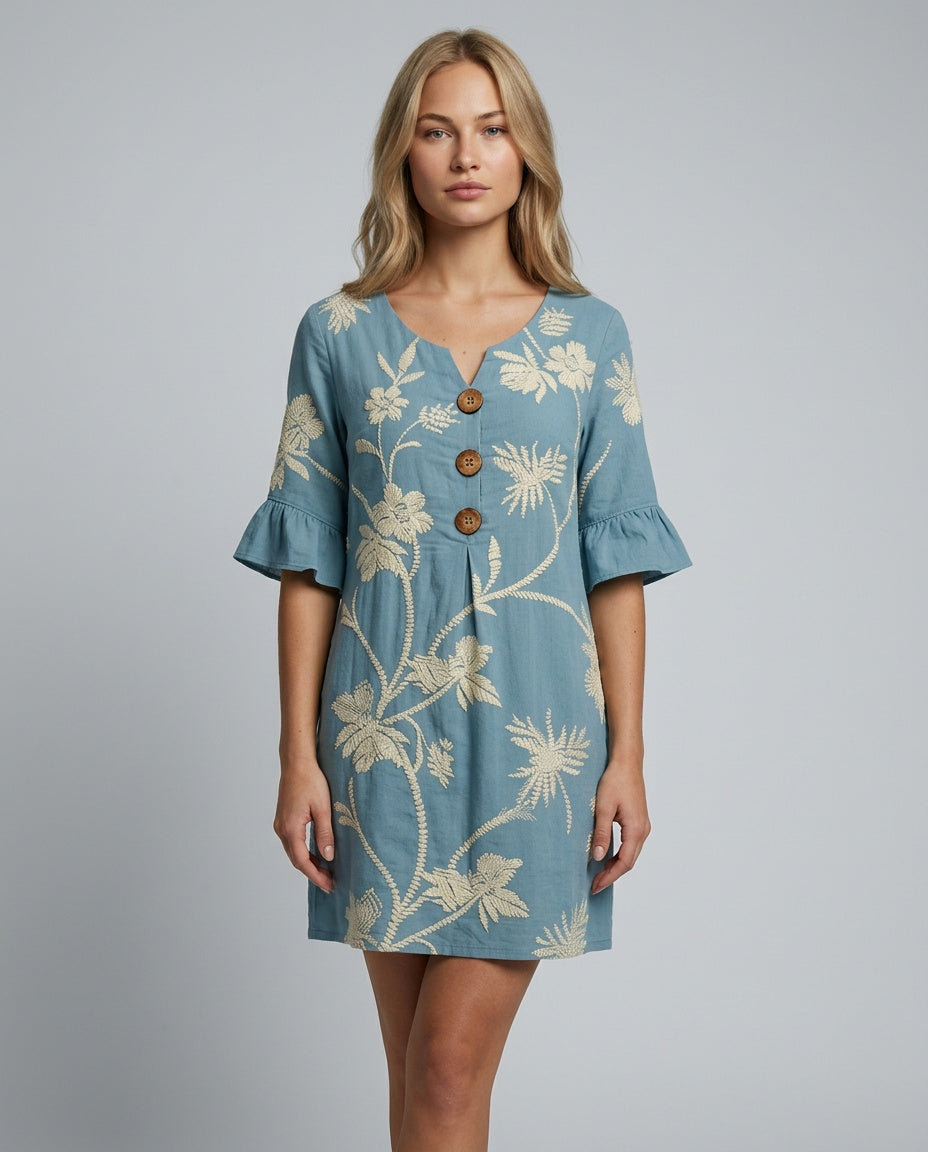 Isabela | Floral Cotton-Blend Midi Dress