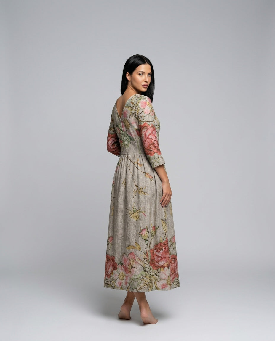 Selene | Floral Print Midi Dress
