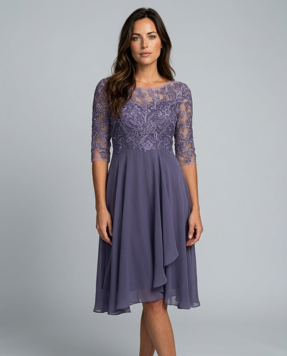 Helena | Embroidered Chiffon Midi Dress