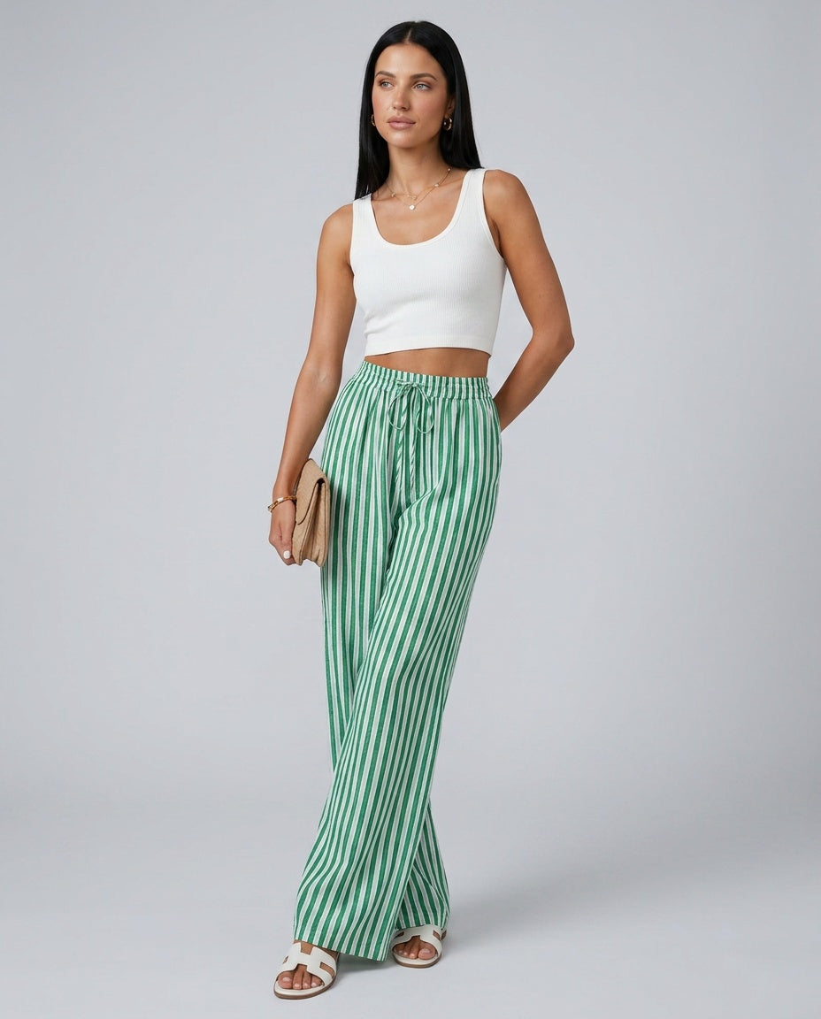 Willa | Striped Relaxed Wide-Leg Trousers