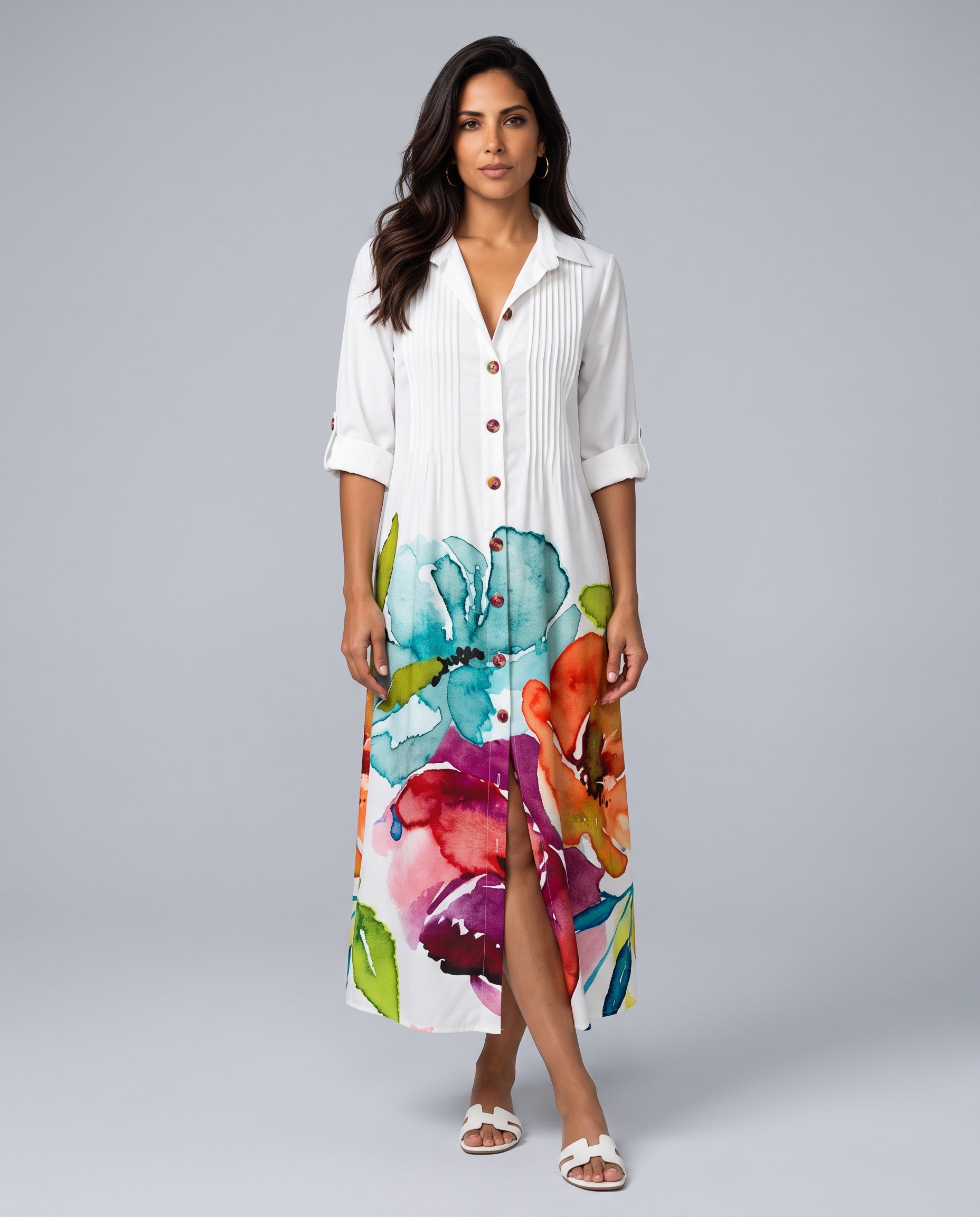 Anouk | Floral V-Neck Short Sleeve Maxi Dress