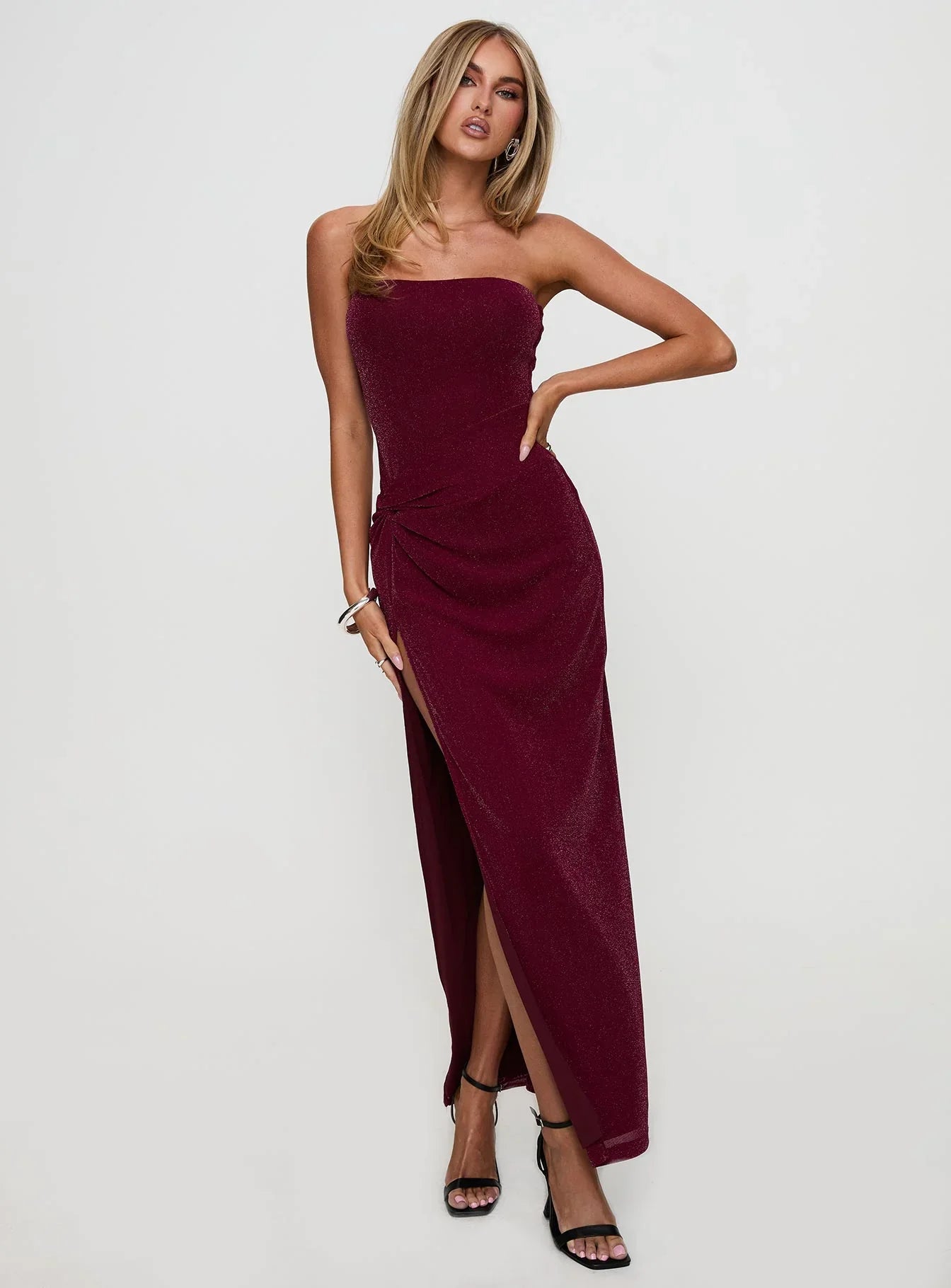 Lucia | Strapless Sequin High-Split Maxi Dress