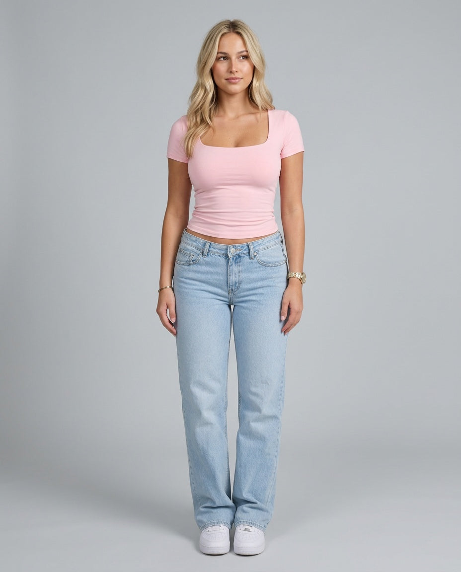 Emerson | Wide U-Neck Cropped T-Shirt