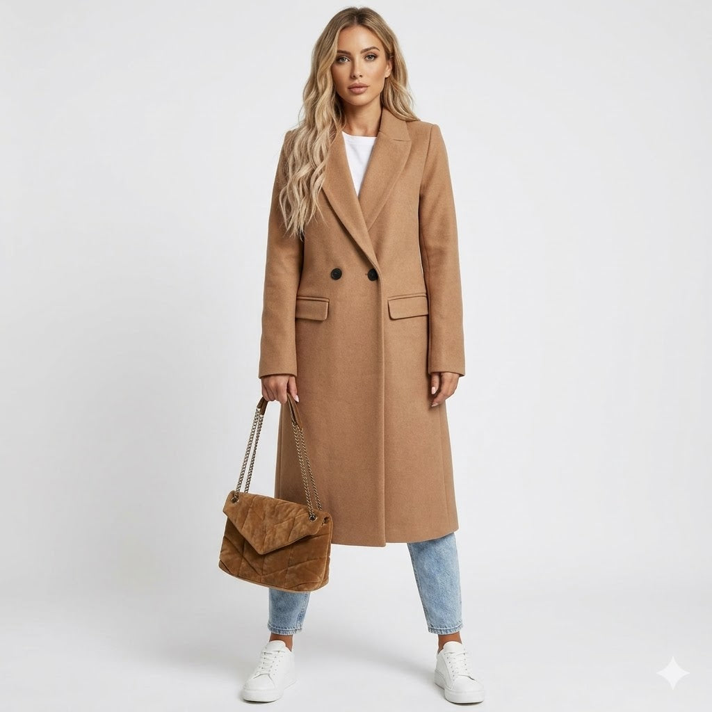 Piper | Double-Breasted Wool-Blend Long Coat