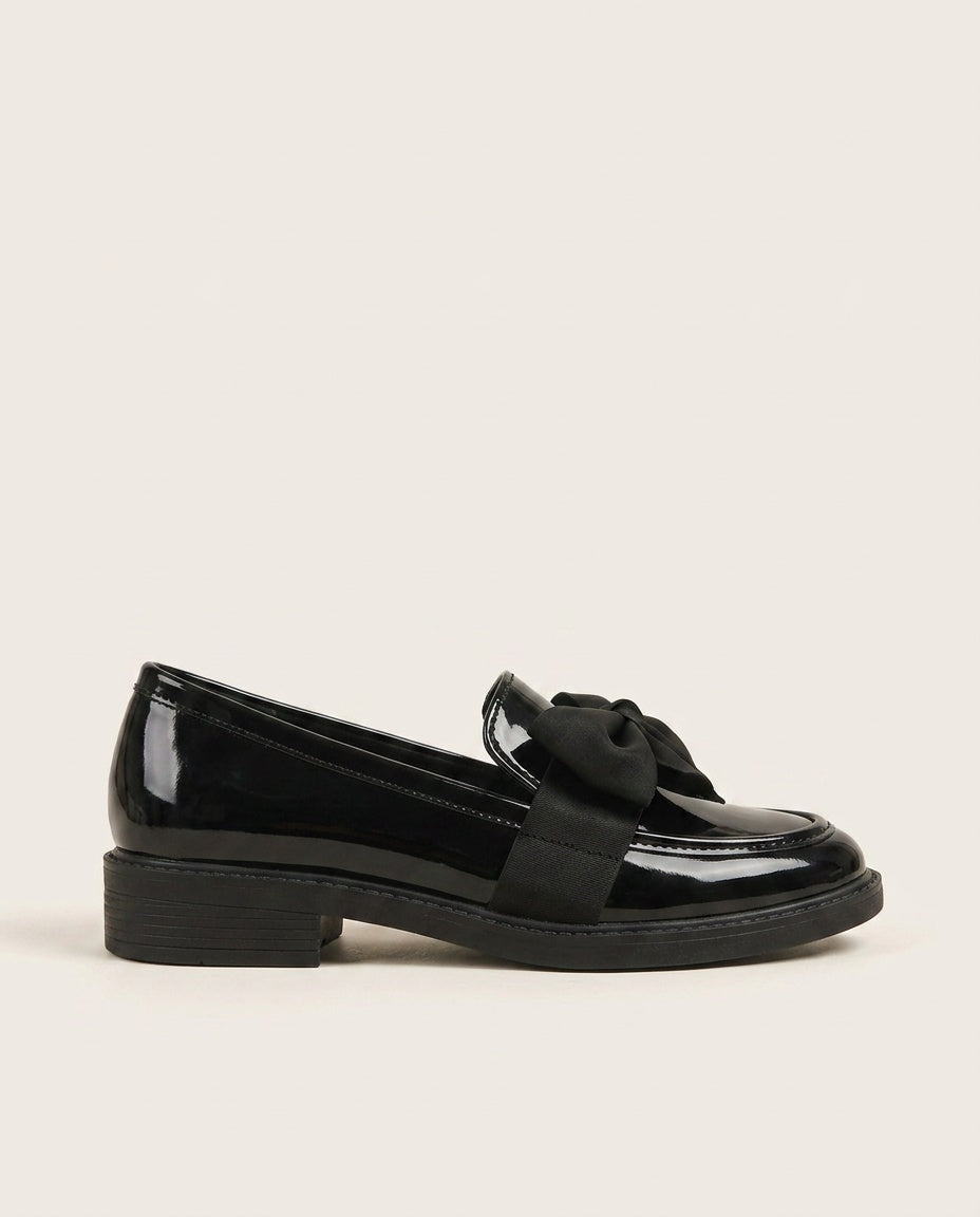 Emerson | Bow Detail Leather-Look Loafers