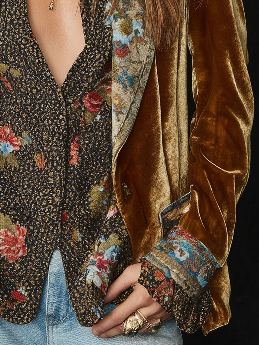 Ottilie | Floral Patchwork Long Sleeve Blazer