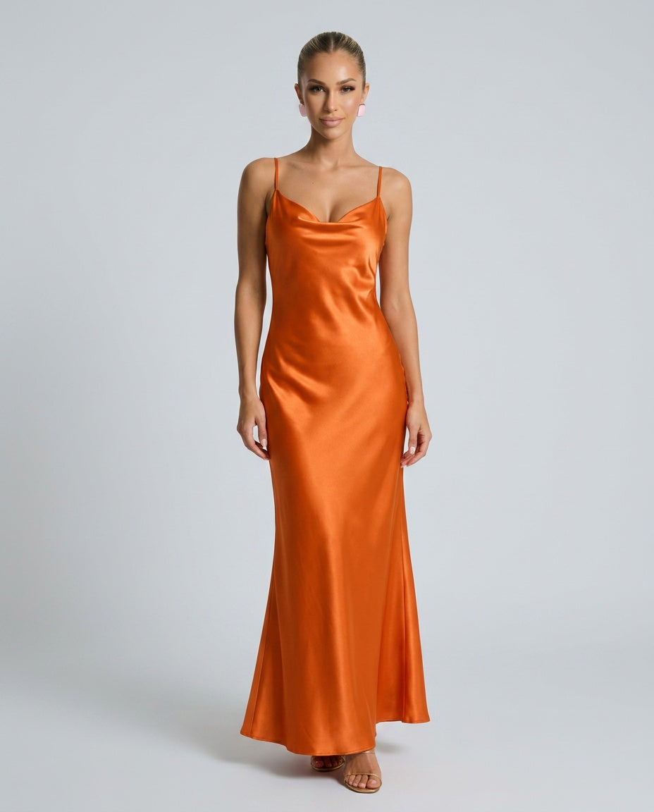 Serena | Cowl Neck Satin-Look Maxi Dress