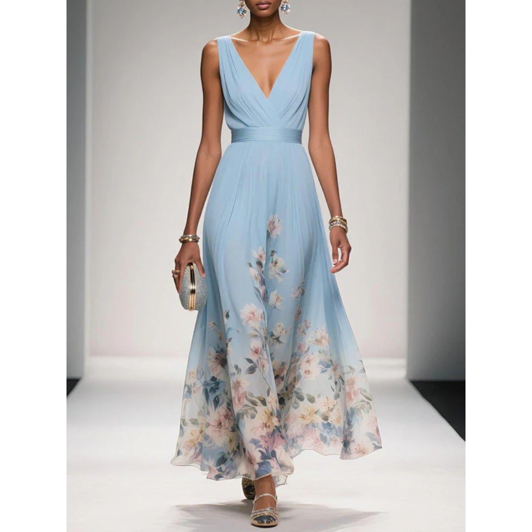 Vivienne | Floral Print Flowing Maxi Dress