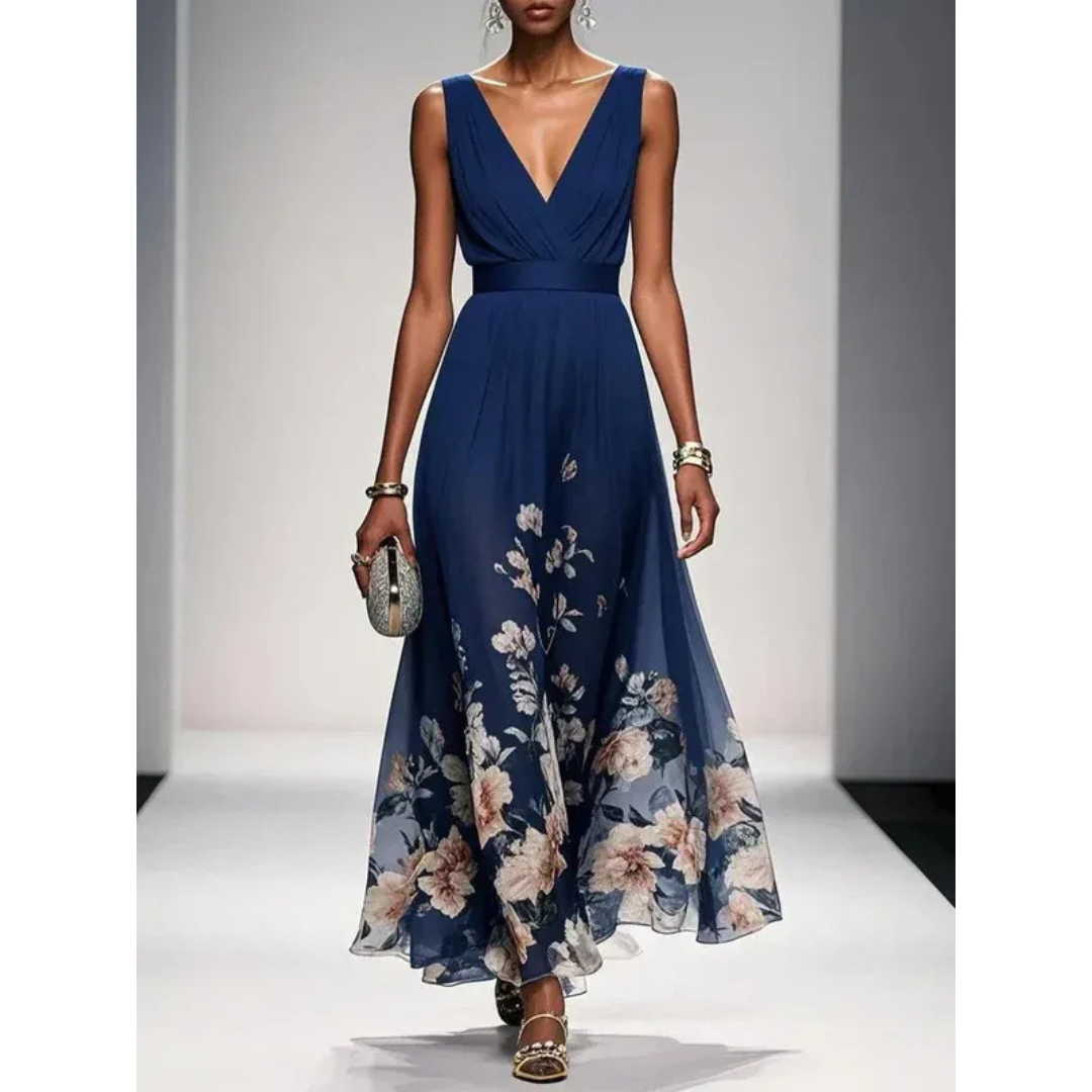 Vivienne | Floral Print Flowing Maxi Dress