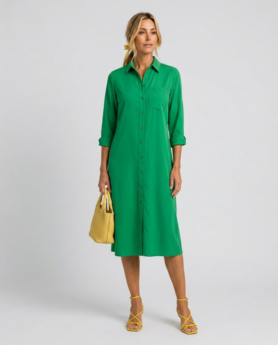 Valeria | Collared Pullover Knee-Length Midi Dress