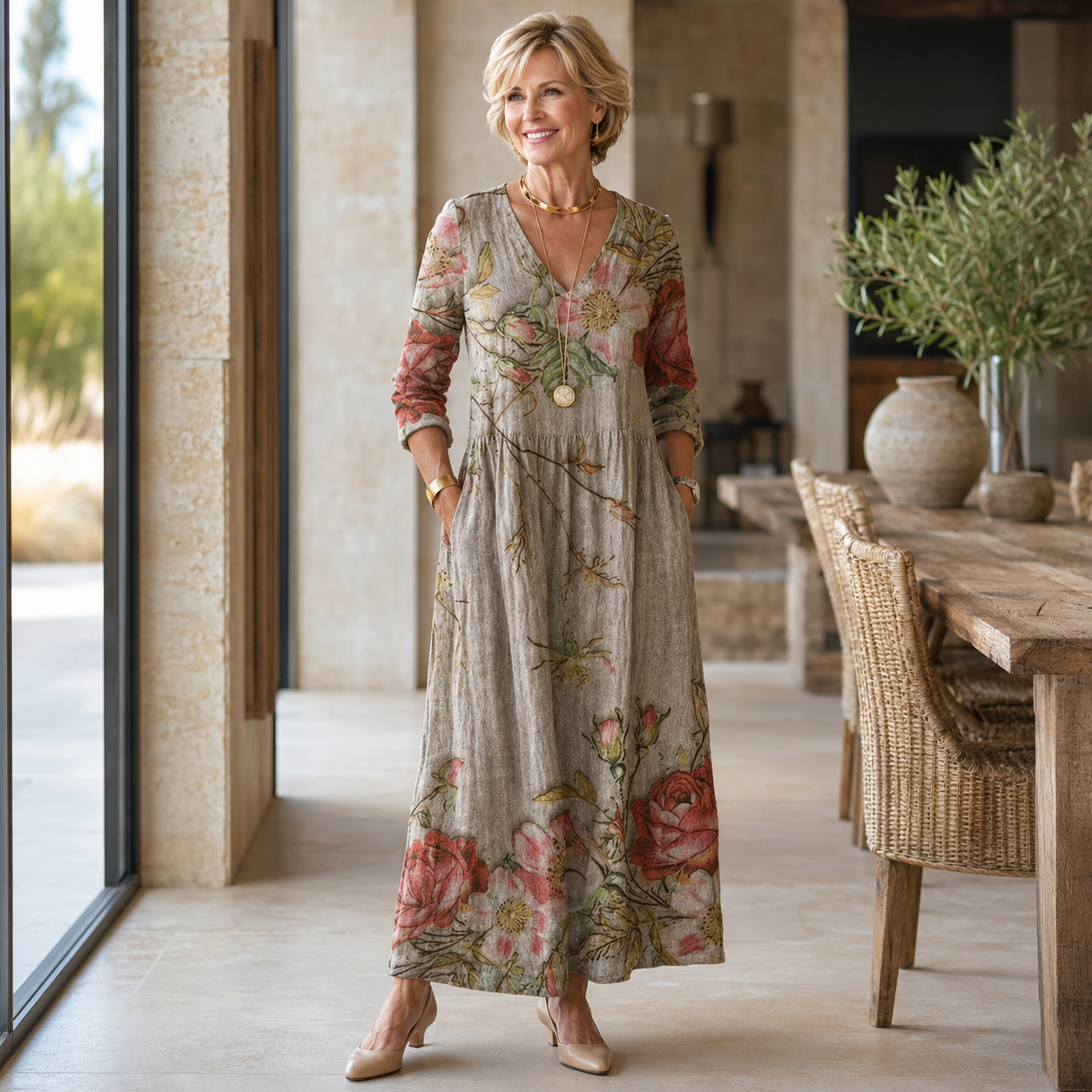 Selene | Floral Print Midi Dress