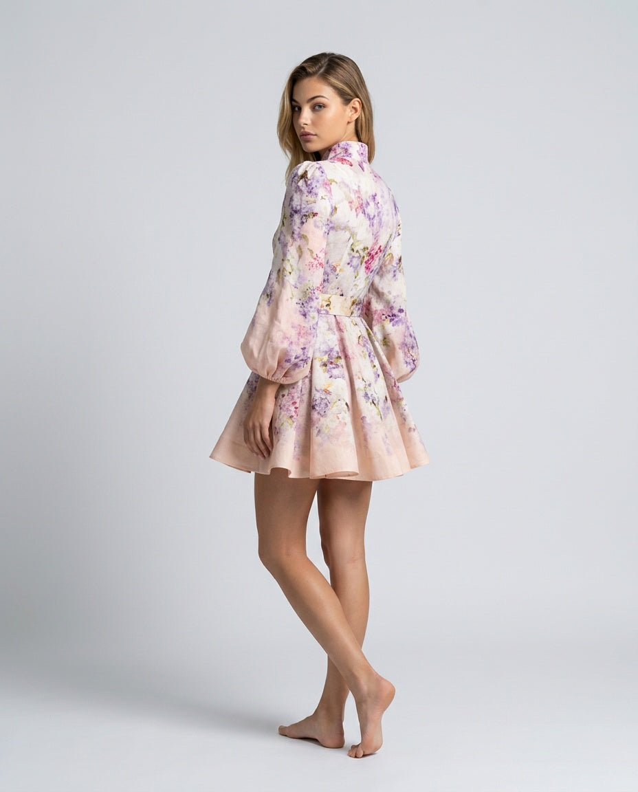 Romy | Floral Linen-Blend Mini Dress