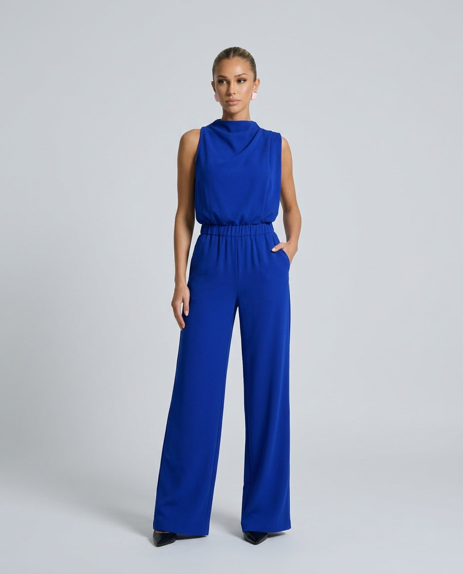 Harlow | Sleeveless High Neck Wide Leg Jumpsuit