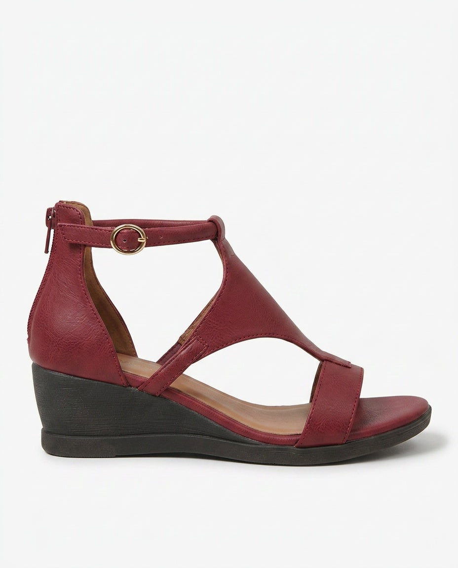 Fleur | Leather-Look Wedge Sandals