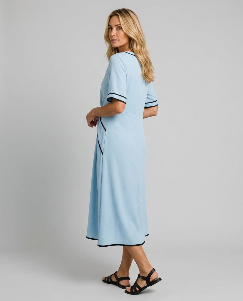 Linnea | V-Neck Gathered Waist Midi Dress