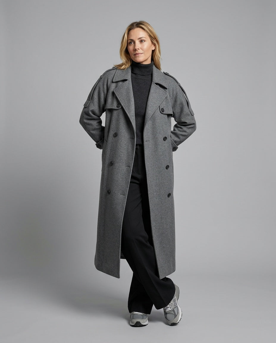 Fleur | Oversized Double-Breasted Longline Coat