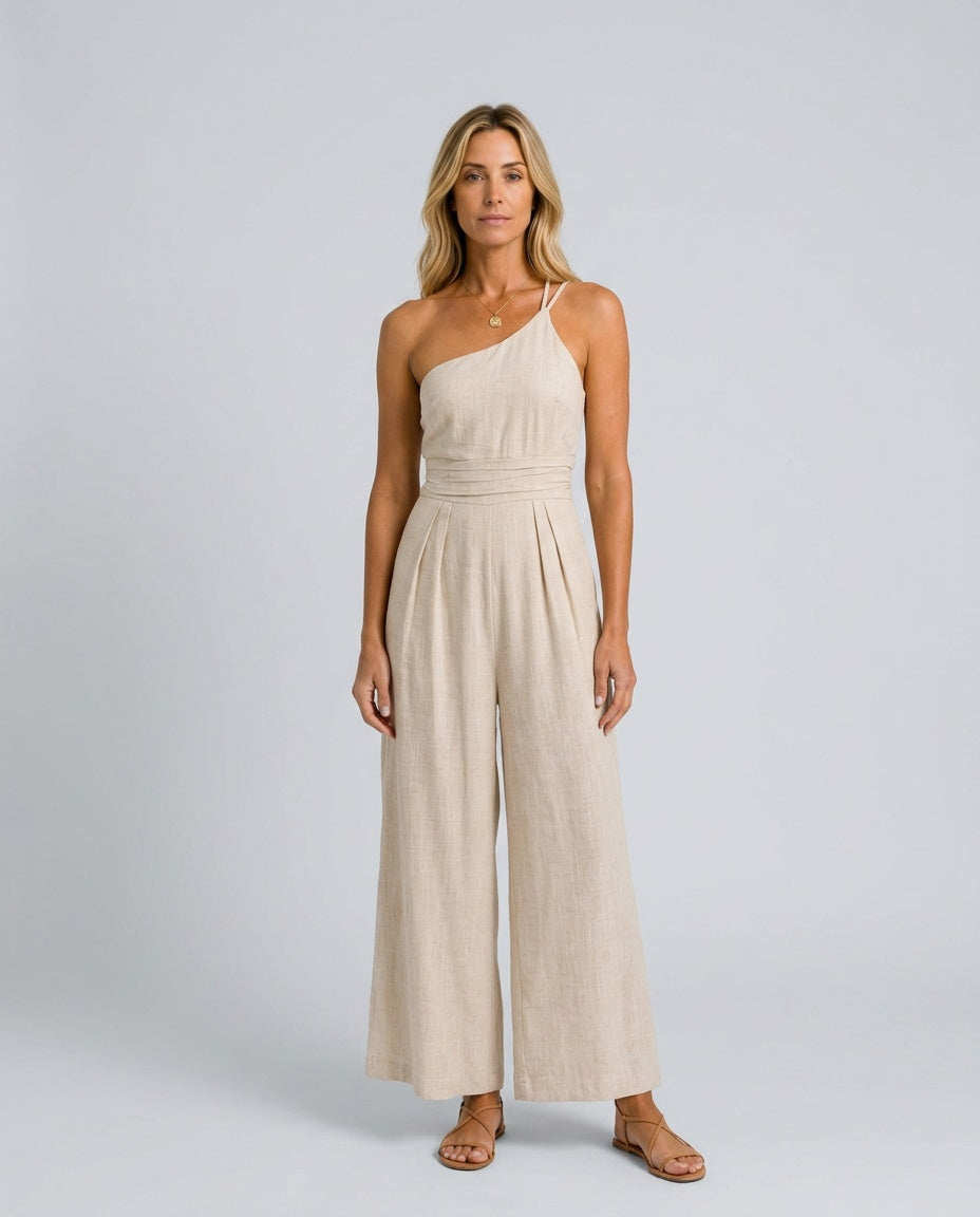 Kinsley | One-Shoulder Wide-Leg Jumpsuit