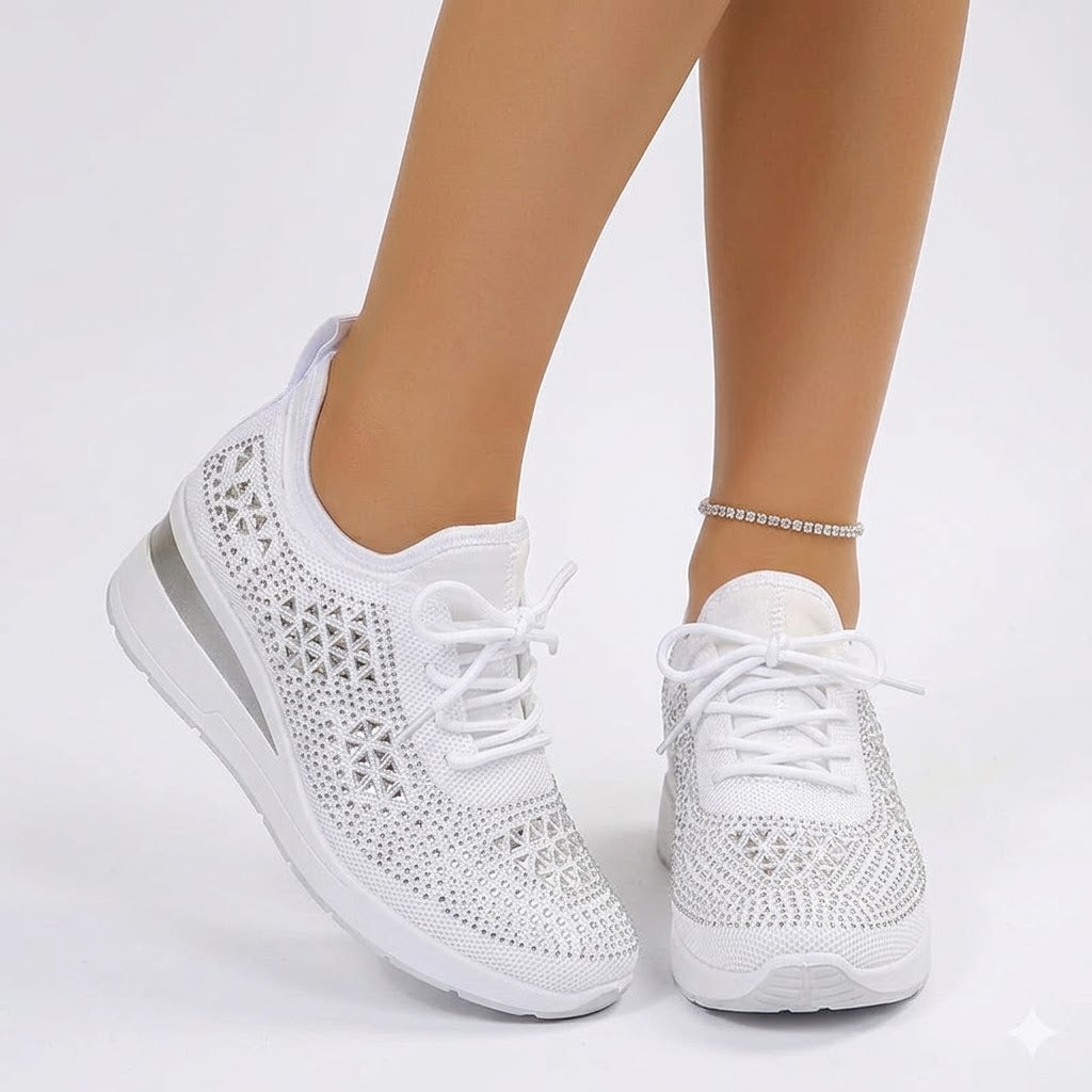 Nuria | Rhinestone Cushioned Platform Sneakers
