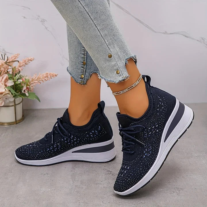 Nuria | Rhinestone Cushioned Platform Sneakers