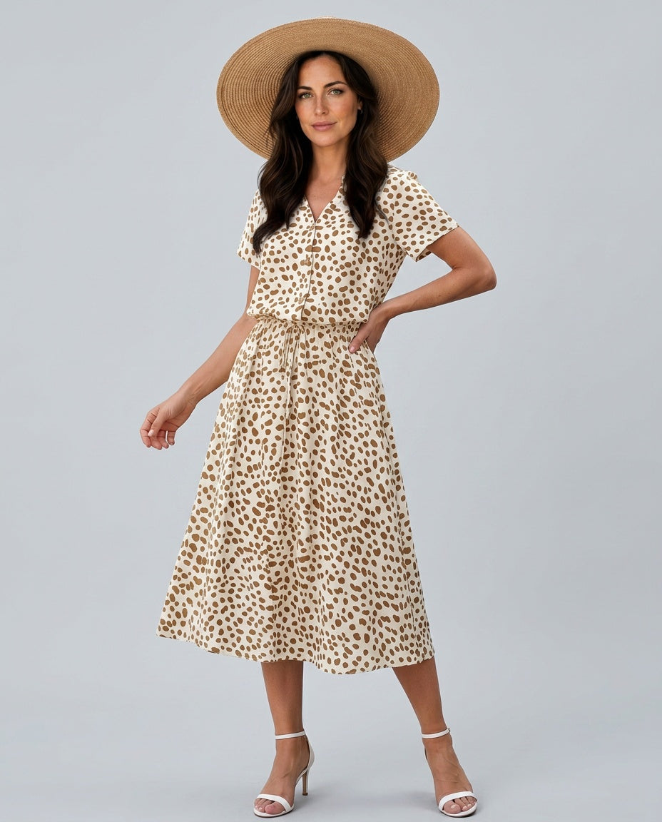 Fernanda | Printed Button-Front Belted Midi Dress