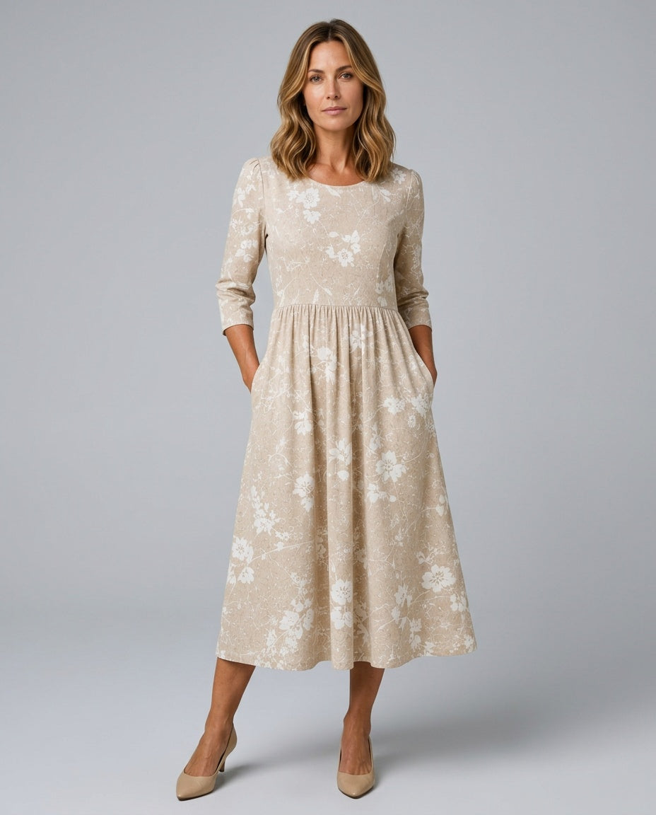 Hazel | Floral Print Everyday Midi Dress