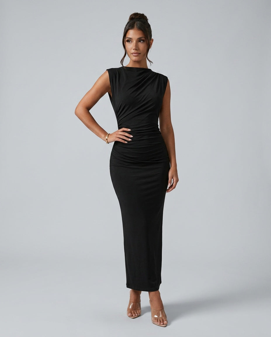 Vera | Sleeveless Bodycon Back Slit Midi Dress