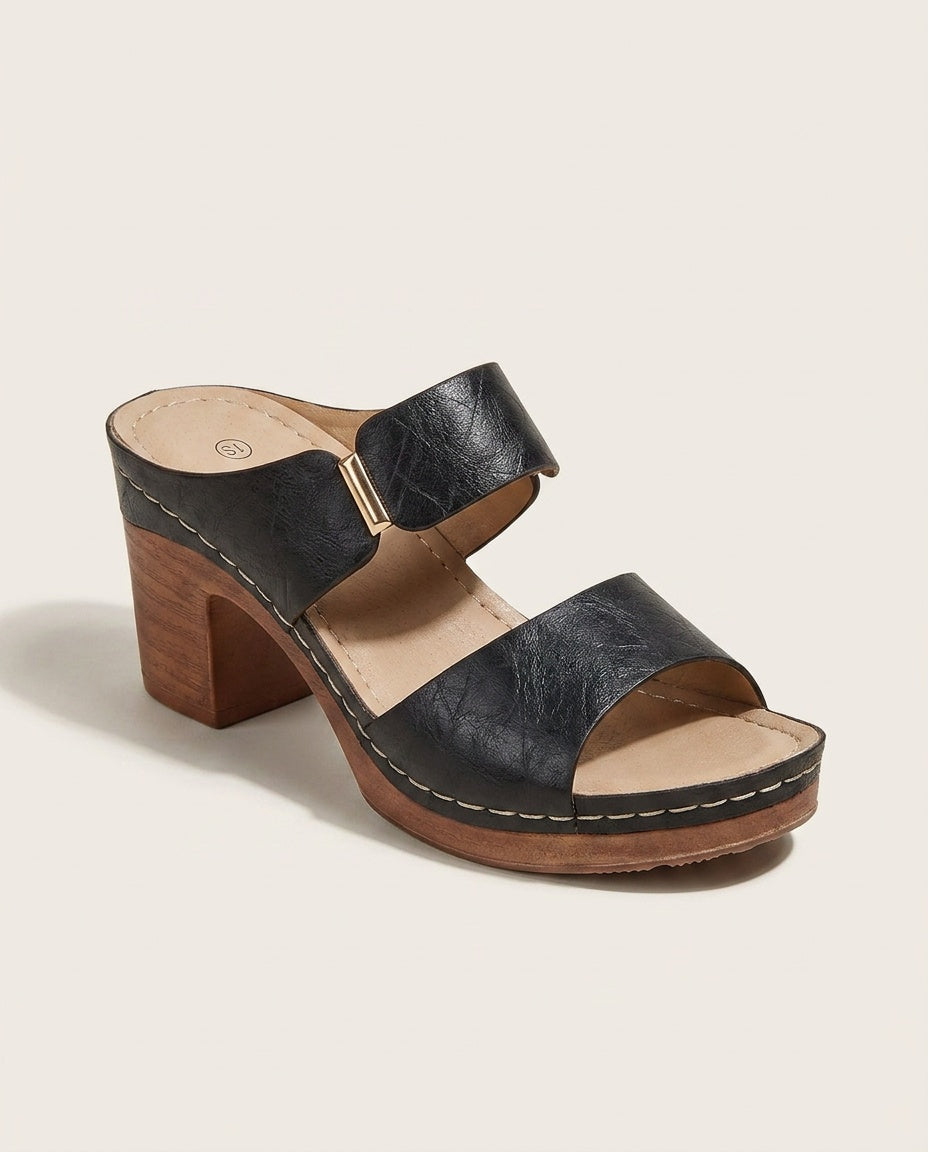 Maeve | Open Toe Block Heel Leather Sandals