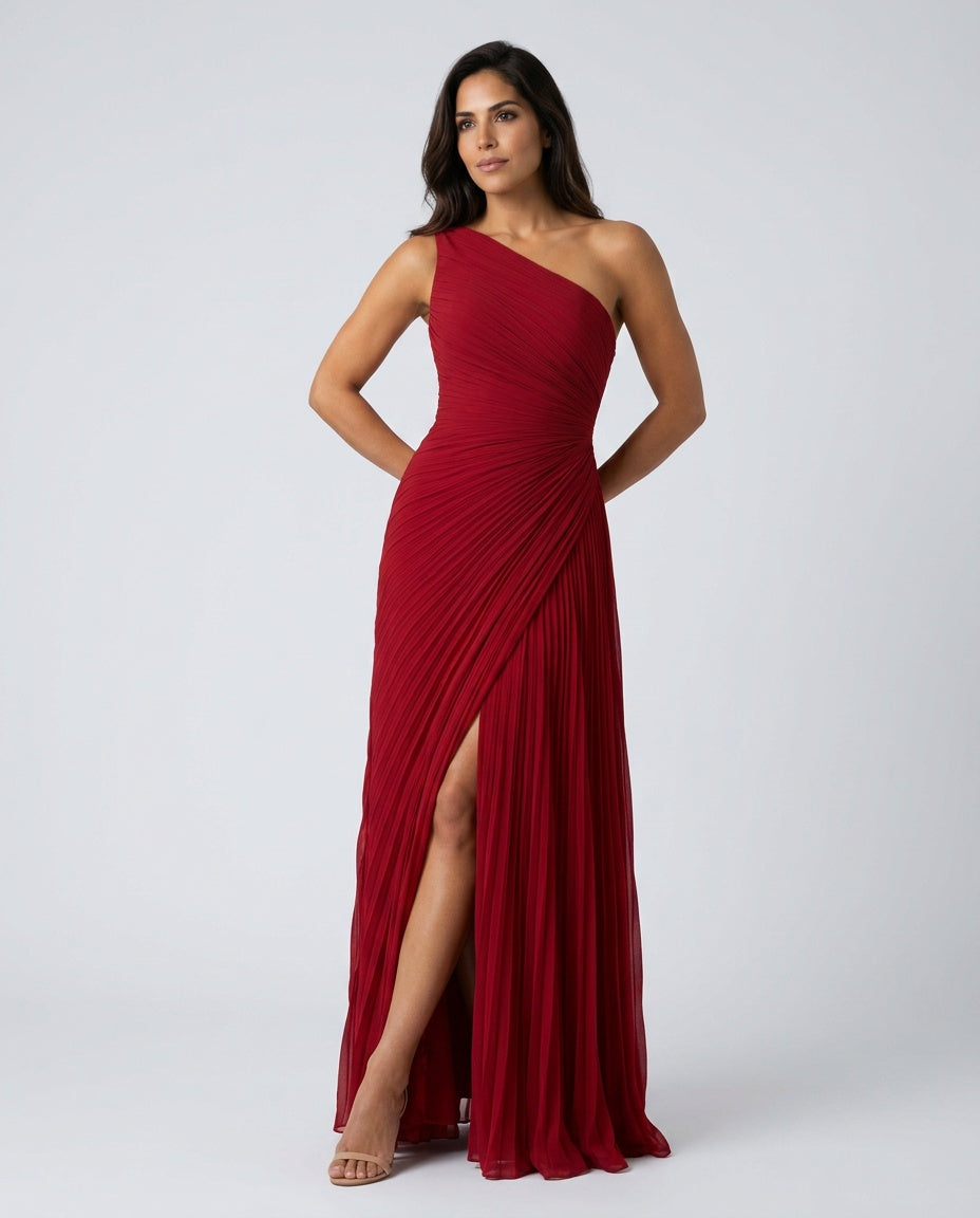 Aubrey | One-Shoulder Pleated Maxi Dress