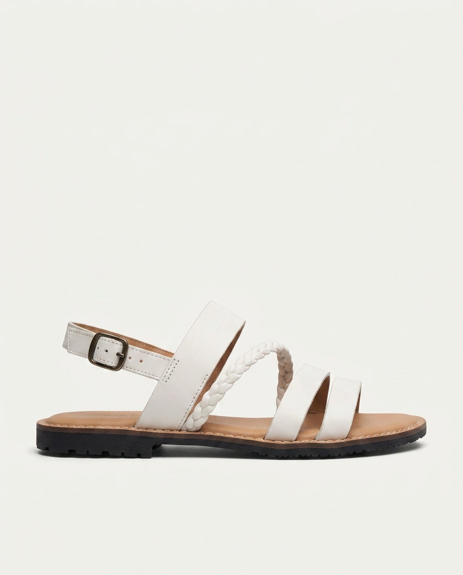 Sera | Flat Leather Strap Summer Sandals