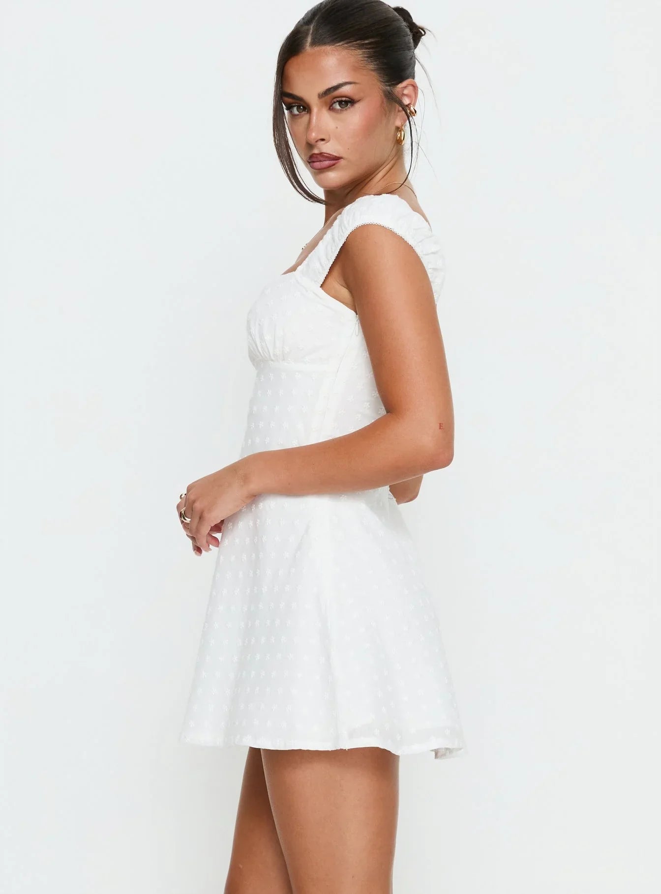 Sienne | Lace Trim Square Neck Mini Dress