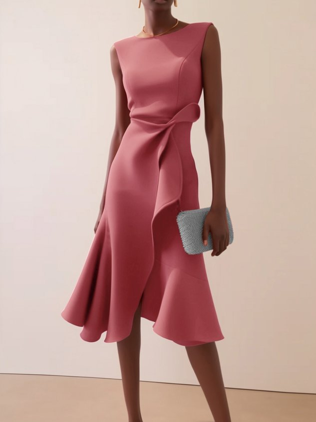 Grace | Draped Asymmetric Sleeveless Midi Dress