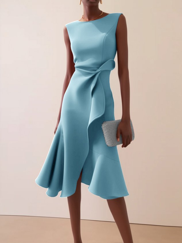 Grace | Draped Asymmetric Sleeveless Midi Dress