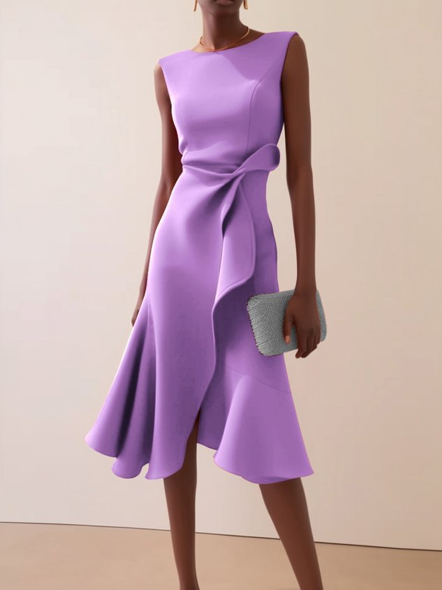 Grace | Draped Asymmetric Sleeveless Midi Dress