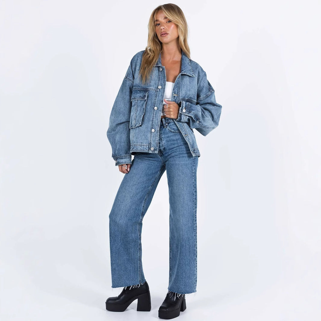 Elin | Oversized Vintage Wash Denim Jacket