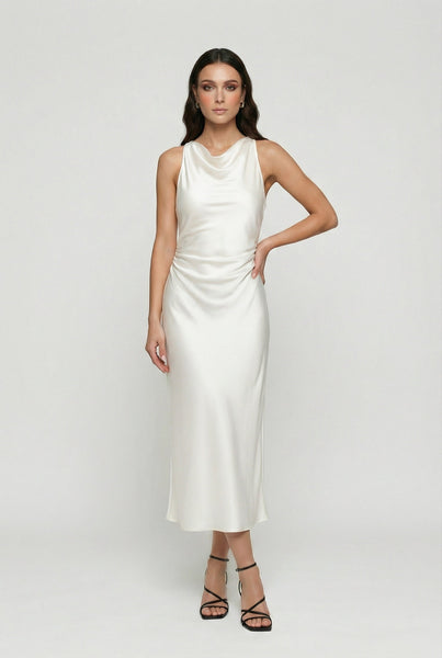 bhldn sleeveless cowl-neck bias-cut a-line midi dress Women's Satin Cowl Neck Bias-Cut Midi Dress