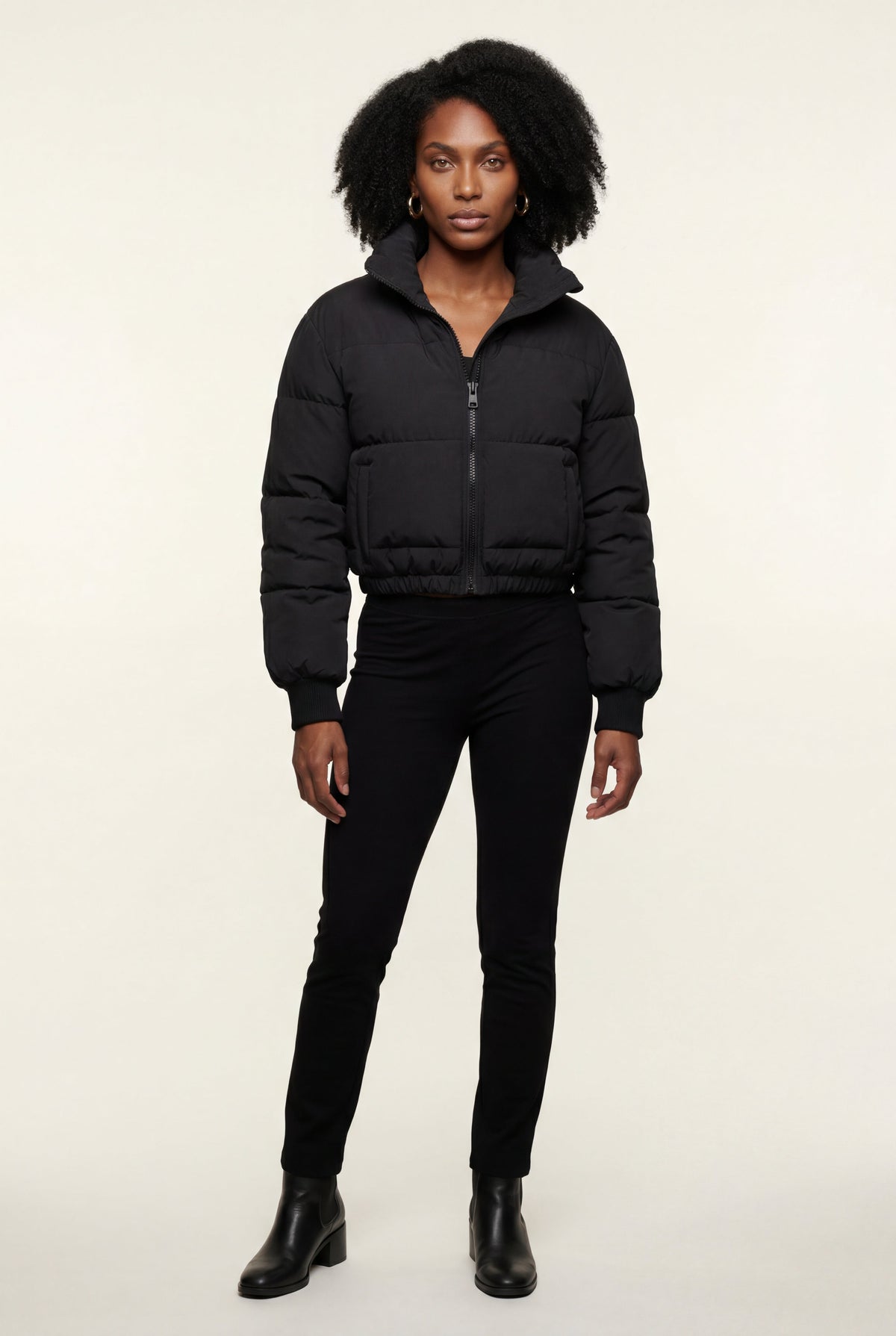 Alba | Cropped High-Collar Quilted Puffer Jacket