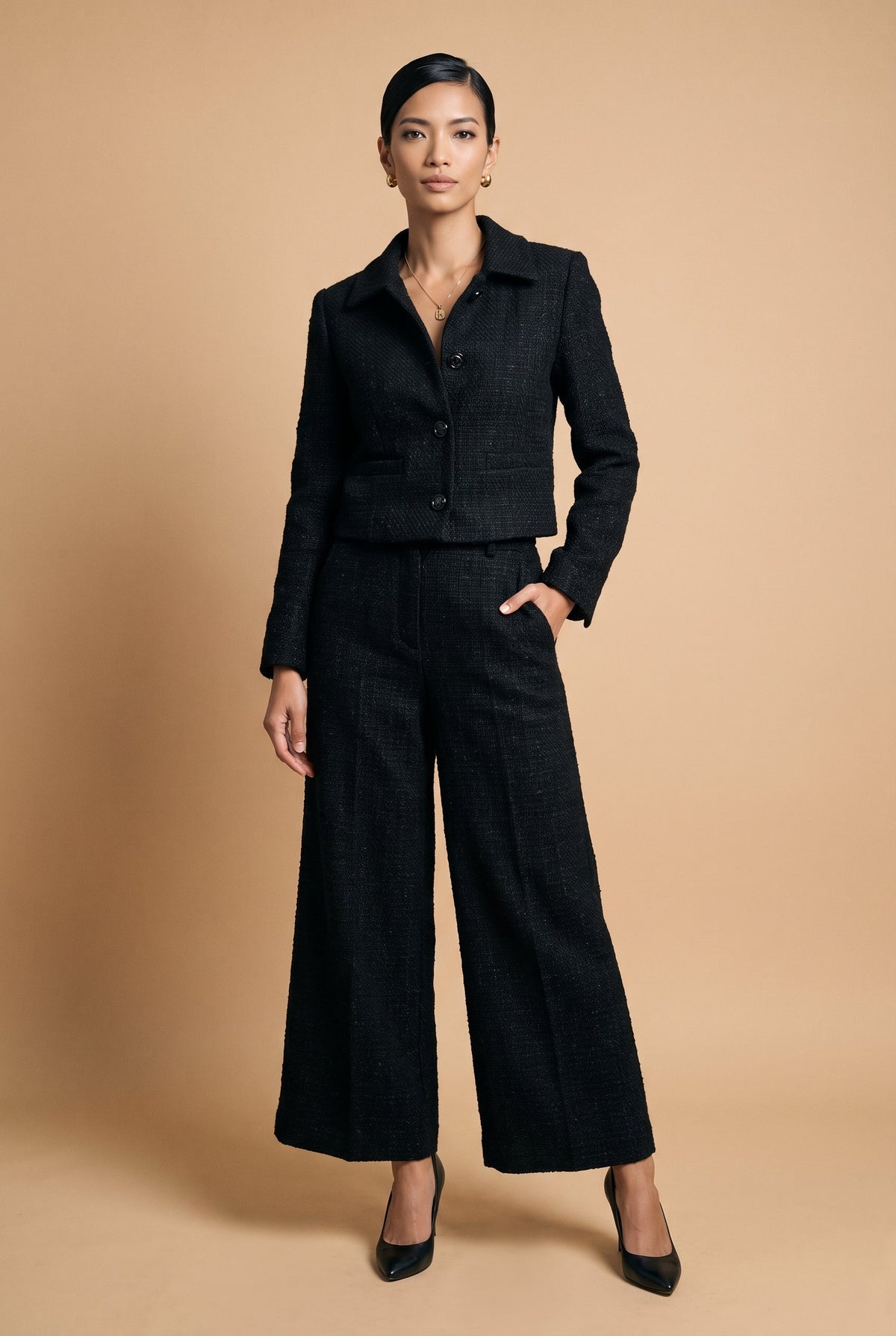 Yara | Tailored Long Sleeve Two-Piece Trouser Set