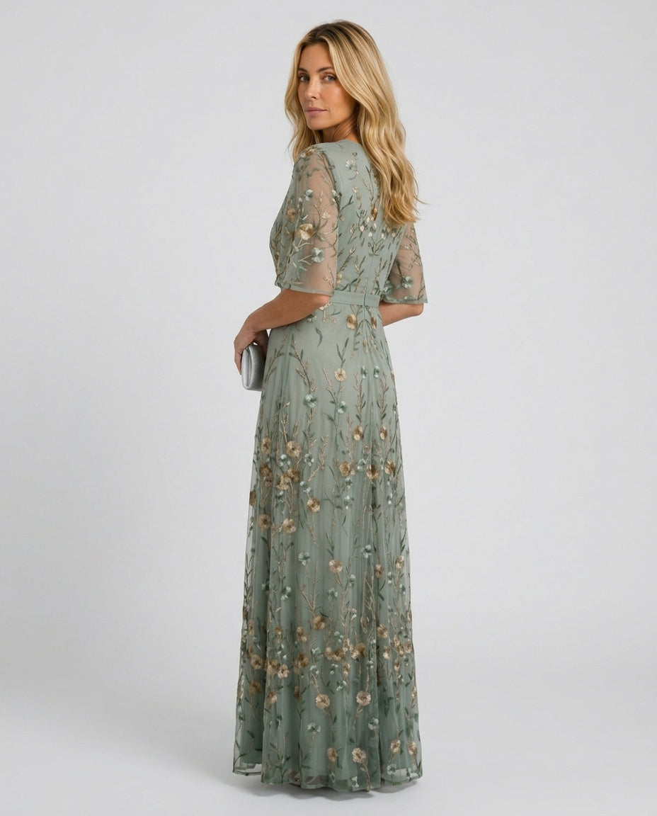Elowen | Embroidered Floral Maxi Dress