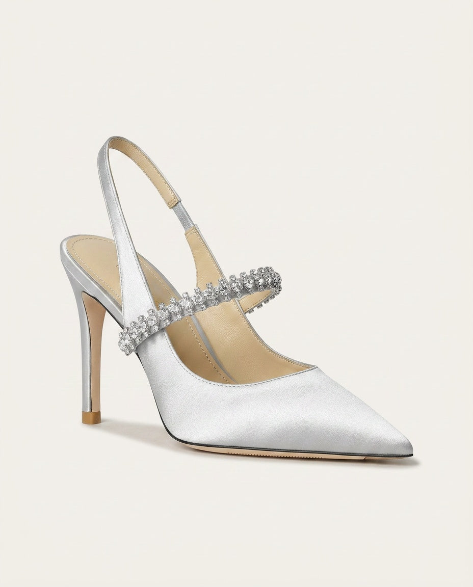 Reese | Satin-Look Pointed Toe Slingback Heels