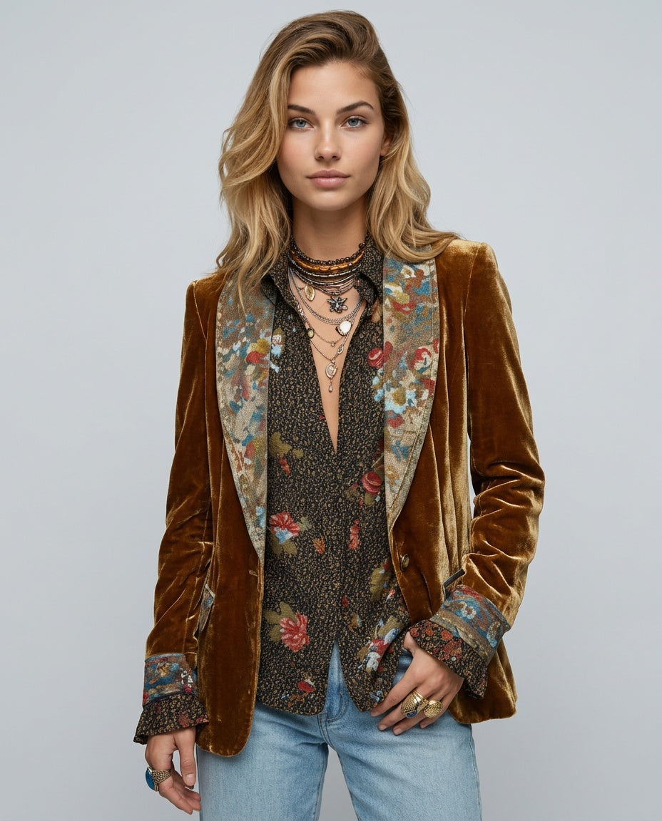 Ottilie | Floral Patchwork Long Sleeve Blazer