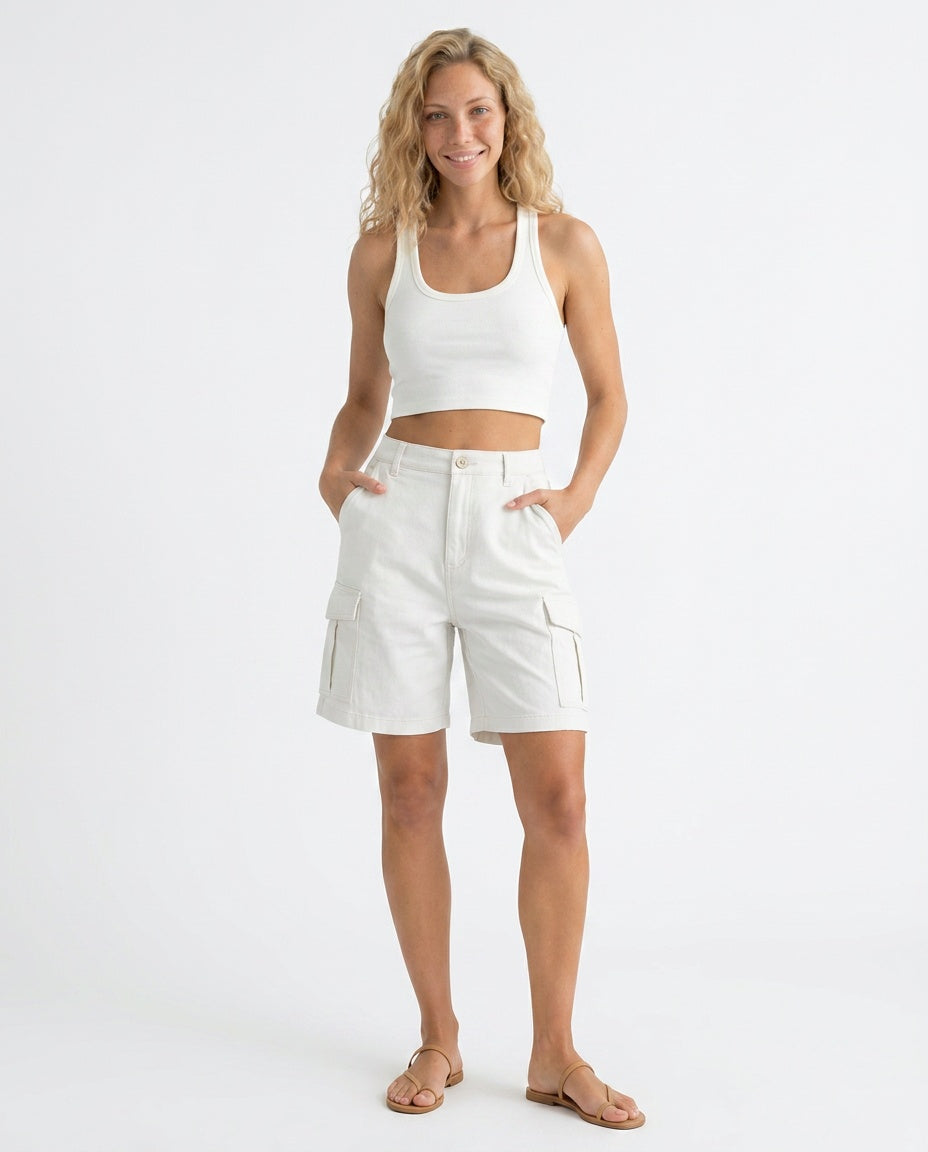 Pilar | High Waist Elastic Waist Sports Shorts with Pockets