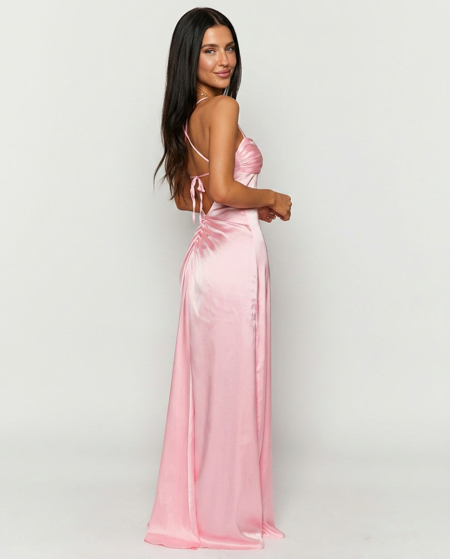Blaise | Satin-Look Wedding Guest Maxi Dress