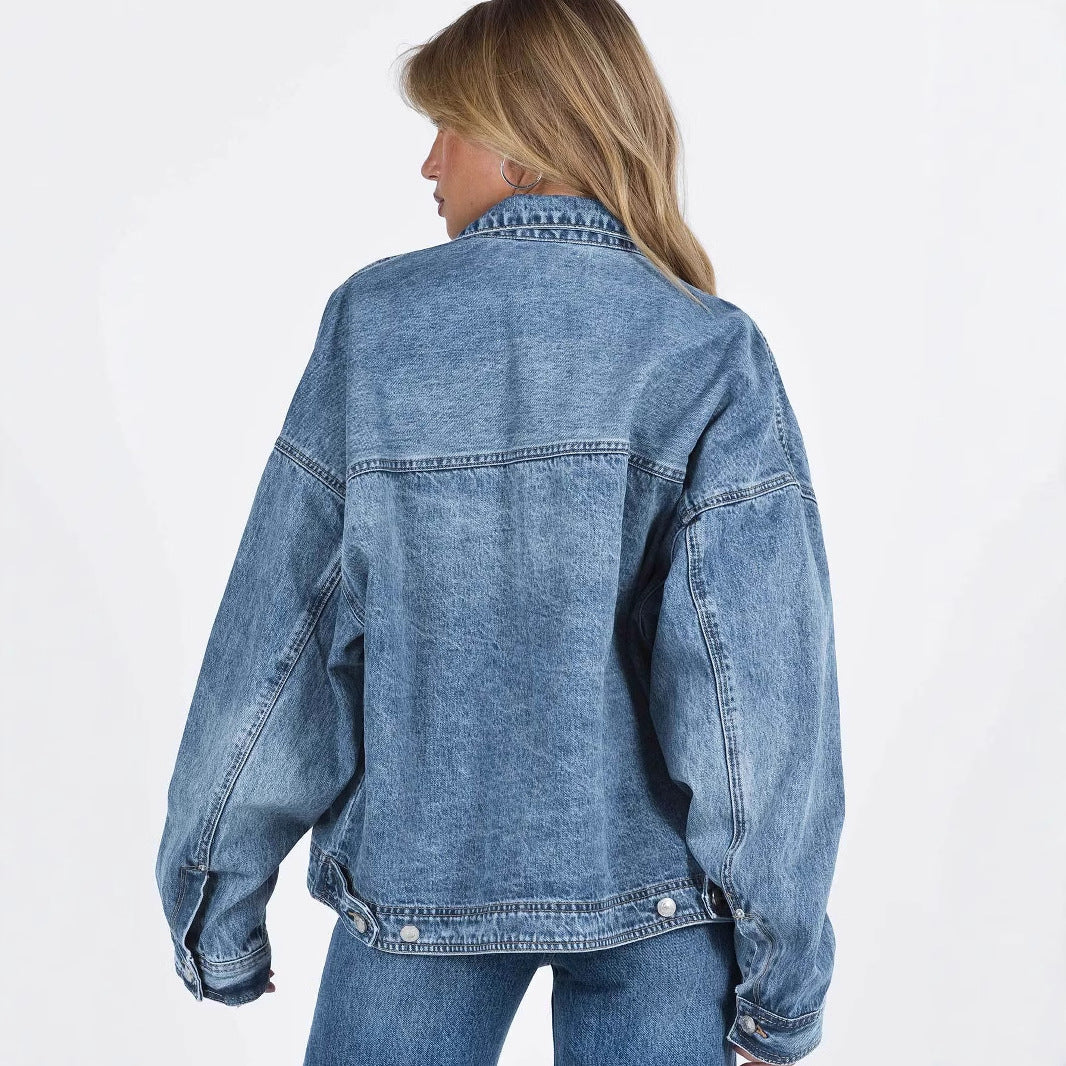 Elin | Oversized Vintage Wash Denim Jacket