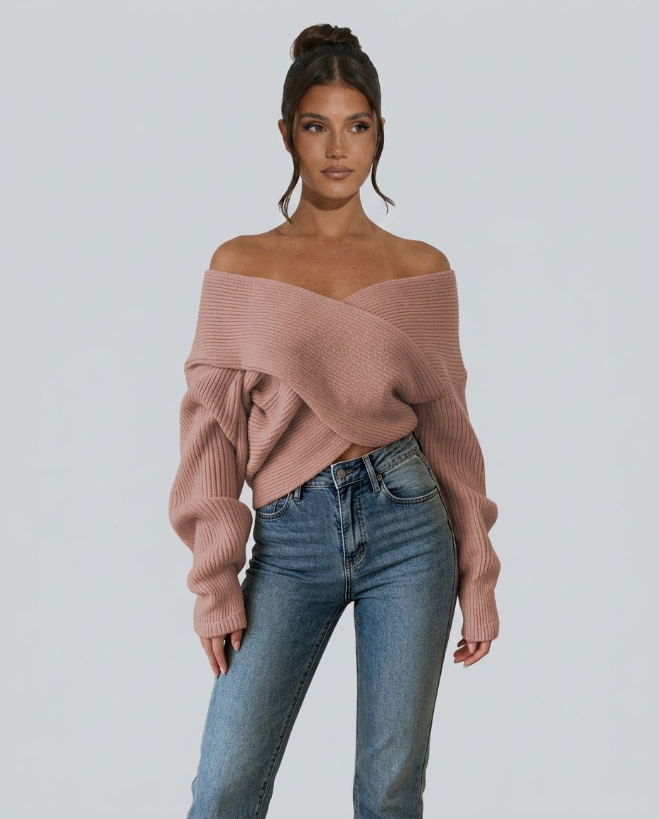 Lorena | Cropped Off-Shoulder Knit Cardigan