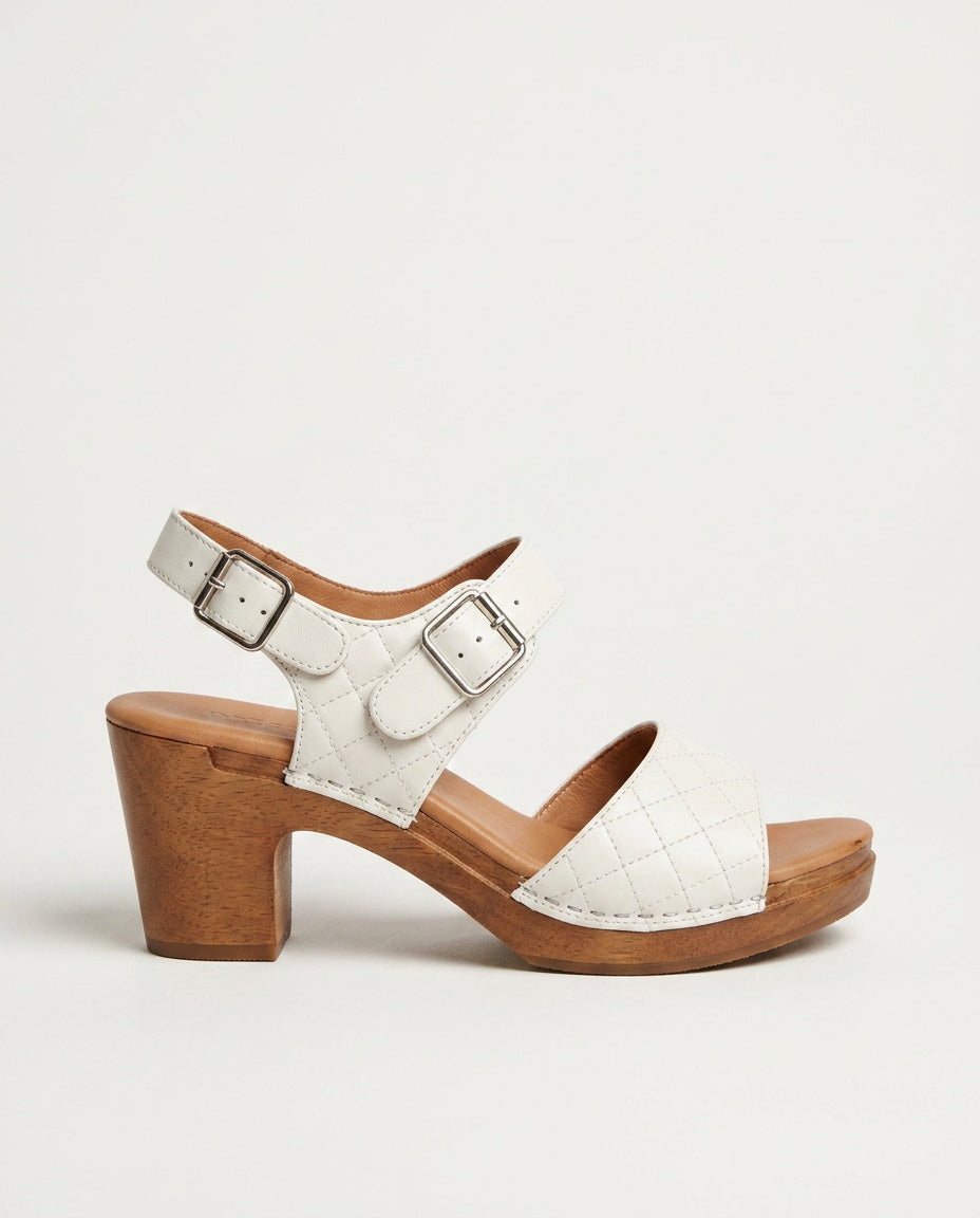 Salma | Quilted Block Heel Sandals with Cushioned Footbed