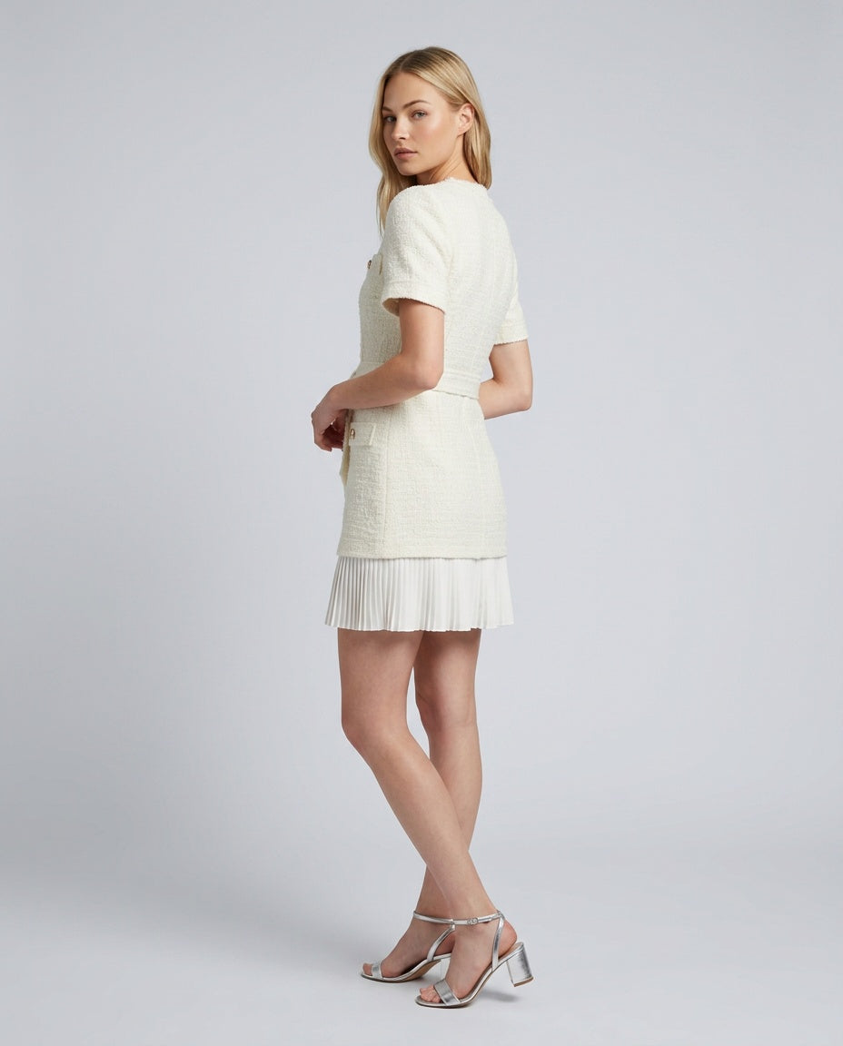 Helena | Belted Tweed Mini Dress