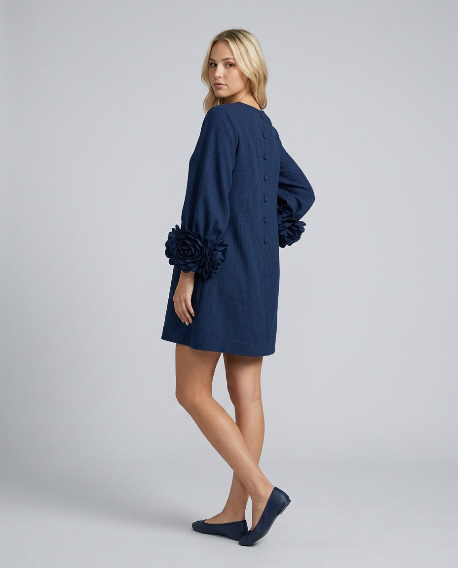 Mariana | Rosette Cuff Long Sleeve Mini Dress