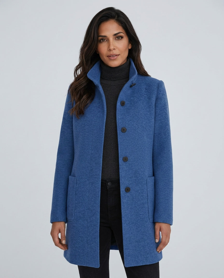 Hester | Tailored Wool-Blend Stand Collar Overcoat