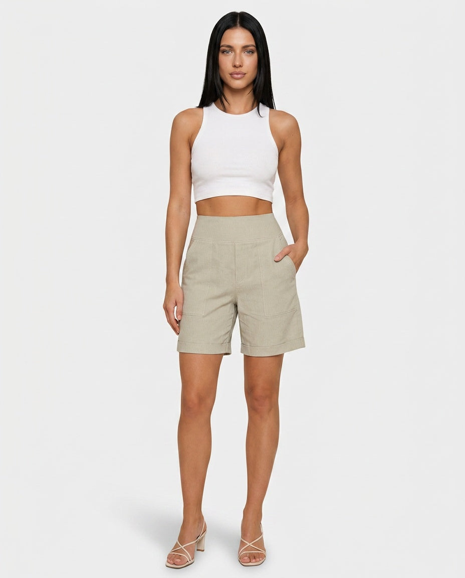 Billie | High Waist Straight Leg Shorts with Pockets